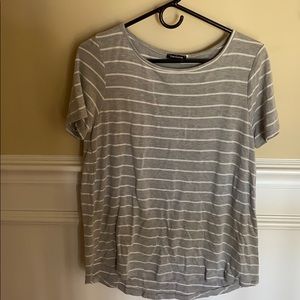 Pink Clover gray and white striped knit top